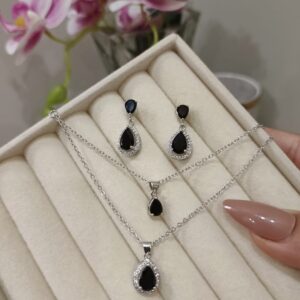 Double chain zircon locket set